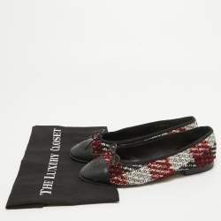 Pre Owned Chanel Multicolor Fabric and Leather CC Ballet Flats Size 38.5