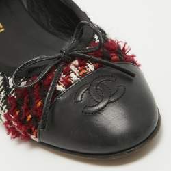 Pre Owned Chanel Multicolor Fabric and Leather CC Ballet Flats Size 38.5