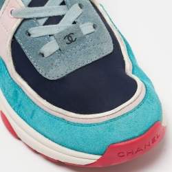 Chanel Multicolor Suede and Leather CC Low Top Sneakers Size 39