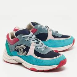 Chanel Multicolor Suede and Leather CC Low Top Sneakers Size 39