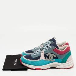 Chanel Multicolor Suede and Leather CC Low Top Sneakers Size 39