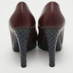 Pre Owned Chanel Burgundy Leather CC Open Toe Platform Pumps Size 40