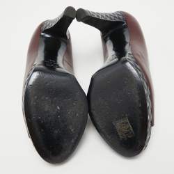 Pre Owned Chanel Burgundy Leather CC Open Toe Platform Pumps Size 40