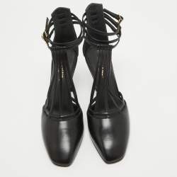 Chanel Black Leather Ankle Strap Pumps Size 40