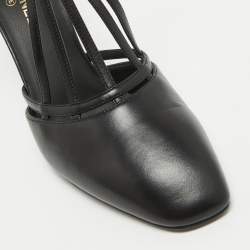 Chanel Black Leather Ankle Strap Pumps Size 40