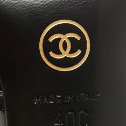 Chanel Black Leather Ankle Strap Pumps Size 40