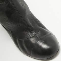 Chanel Black Leather Knee Length Boots Size 39.5