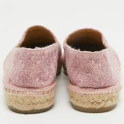 Pre Owned Chanel Pink/Black Tweed and Patent  CC Cap Toe Espadrilles Size 41