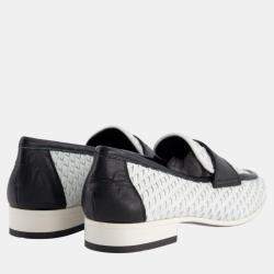 Chanel Black, White Woven Leather Loafer with CC Logo Size EU 35.5