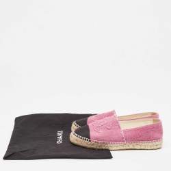 Chanel Pink/Black Canvas CC Espadrille Flats Size 39
