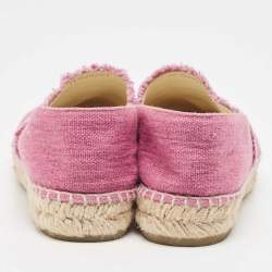 Chanel Pink/Black Canvas CC Espadrille Flats Size 39