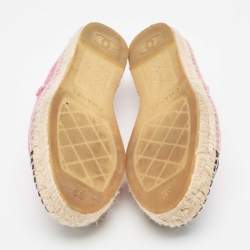 Chanel Pink/Black Canvas CC Espadrille Flats Size 39