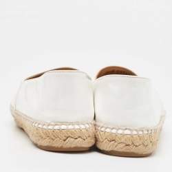 Chanel White Patent Leather CC Espadrille Flats Size 36