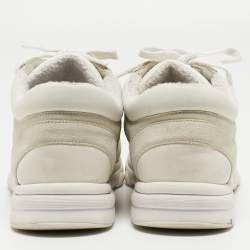 Pre Owned Chanel Grey/White Suede and Fabric CC Low Top Sneakers Size 36.5