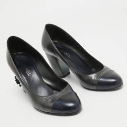 Chanel Metallic Two Tone Leather Camellia Pumps Size 39.5
