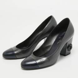 Chanel Metallic Two Tone Leather Camellia Pumps Size 39.5