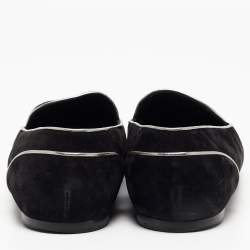 Pre Owned Chanel Black Suede CC Embellished Smoking Slippers Size 41