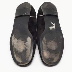 Pre Owned Chanel Black Suede CC Embellished Smoking Slippers Size 41