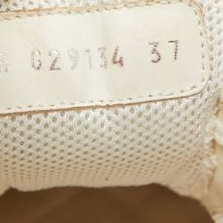 Pre Owned Chanel Tricolor Leather And Canvas CC Lace Up Sneakers Size 37
