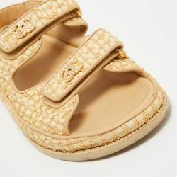 Chanel Two Tone Raffia Dad Sandals Size 42