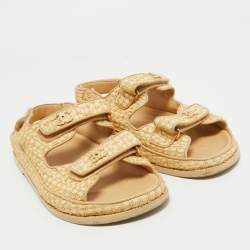 Chanel Two Tone Raffia Dad Sandals Size 42