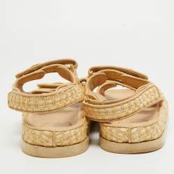 Chanel Two Tone Raffia Dad Sandals Size 42