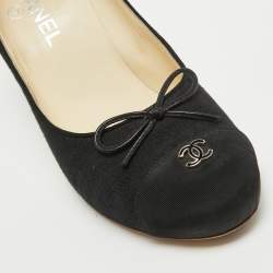 Chanel Black Fabric CC Bow Pumps Size 39