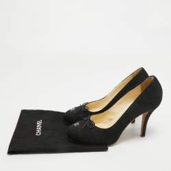 Chanel Black Fabric CC Bow Pumps Size 39