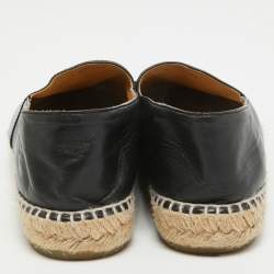 Chanel Black Leather CC Espadrille Flats Size 41