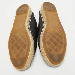 Chanel Black Leather CC Espadrille Flats Size 41