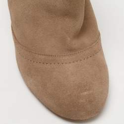 Chanel Beige Suede Interlocking CC Logo Ankle Boots Size 39