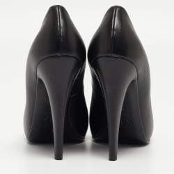 Pre Owned Chanel Black Leather CC Camellia Cap Toe Pumps Size 38
