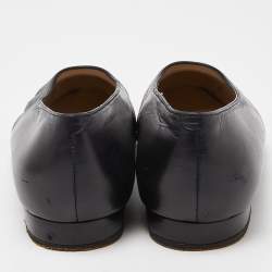 Pre Owned Chanel Black Leather Ballet Flats Size 37.5