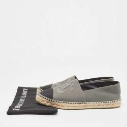 Chanel Grey/Black Canvas CC Espadrille Flats Size 41