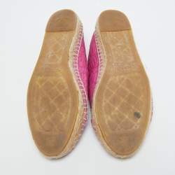 Chanel Pink Crocodile CC Espadrille Flats Size 38