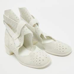 Chanel Grey Suede Cut Out Ankle Boots Size 37