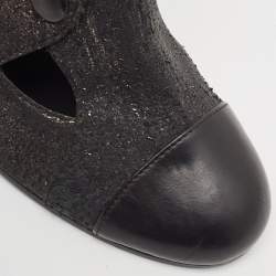 Chanel Grey/Black Snakeskin Embossed Leather and Leather Ankle Boots Size Size 37.5