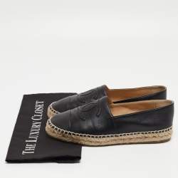 مملوكة مسبقًا Chanel Black Leather CC Espadrille Flats Size 37