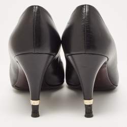 Pre Owned Chanel Black Leather Cap Toe Pumps Size 38