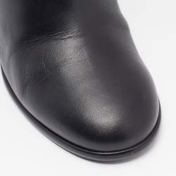 Pre Owned Chanel Black Leather CC Ankle Boots Size 39