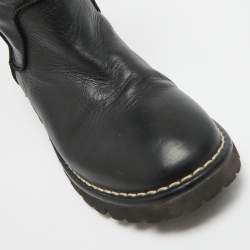 Chanel Black/Burgundy Leather CC Mid Calf Boots Size 39.5