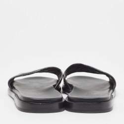 Chanel Black Patent Leather CC Flat Slides Size 39.5