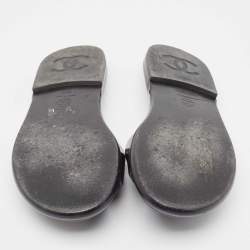Chanel Black Patent Leather CC Flat Slides Size 39.5