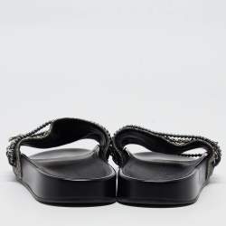 Chanel Metallic Lace and Suede CC Chain Tropiconic Slides Size 41