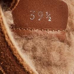 Pre Owned Chanel Brown Suede Midcalf Boots Size 39.5