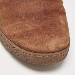 Pre Owned Chanel Brown Suede Midcalf Boots Size 39.5