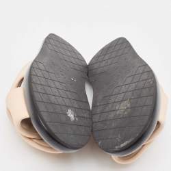Chanel Beige Fabric Interlocking CC Logo Flat Slides Size 37