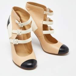 Chanel Tricolor Leather Strappy Ankle Boots Size 41