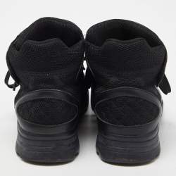 Pre Owned Chanel Black Leather and Mesh CC High Top Sneakers Size 39