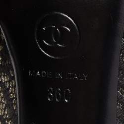 Chanel Black Lace and Suede Lace Up Ankle Booties Size 37